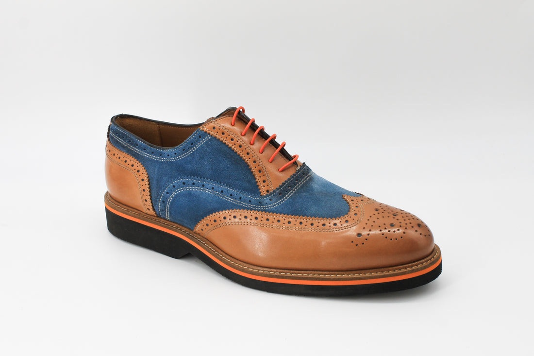 Mercanti Fiorentini 06650 Tan and Blue Suede