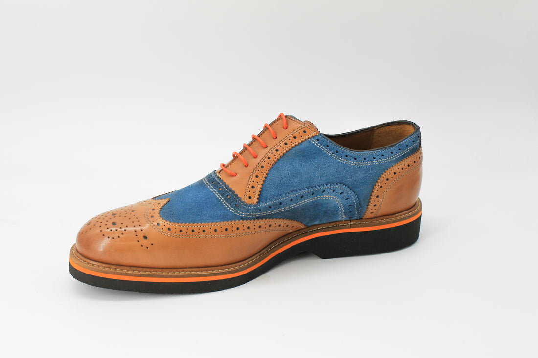 Mercanti Fiorentini 06650 Tan and Blue Suede