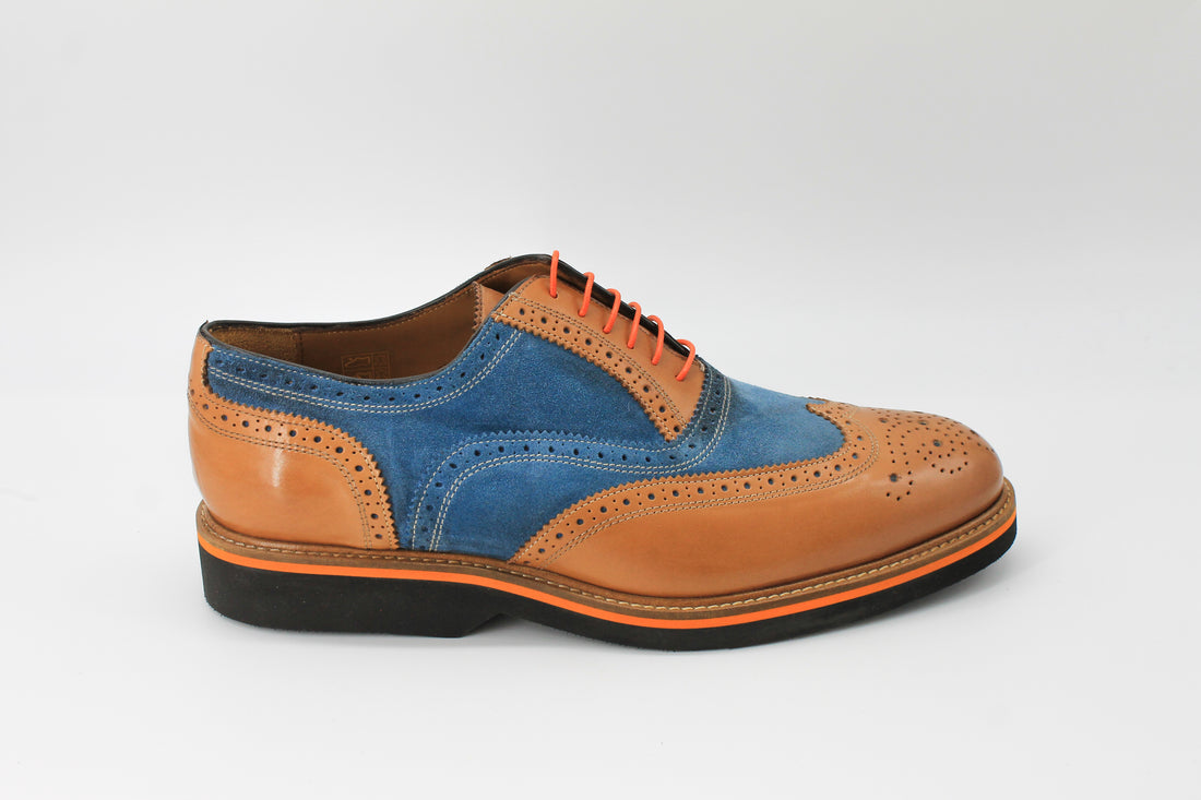 Mercanti Fiorentini 06650 Tan and Blue Suede