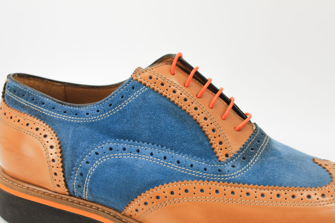Mercanti Fiorentini 06650 Tan and Blue Suede