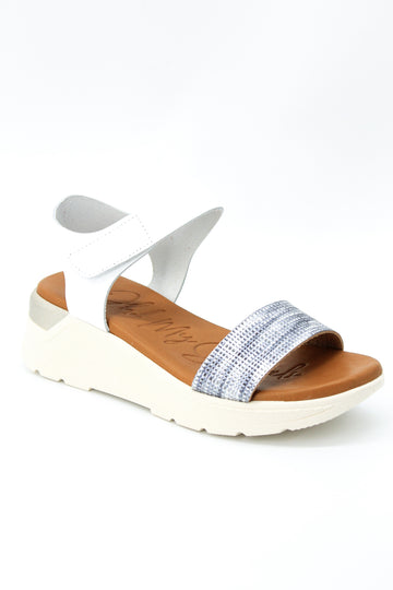 Oh My Sandals 5189 White and Pewter